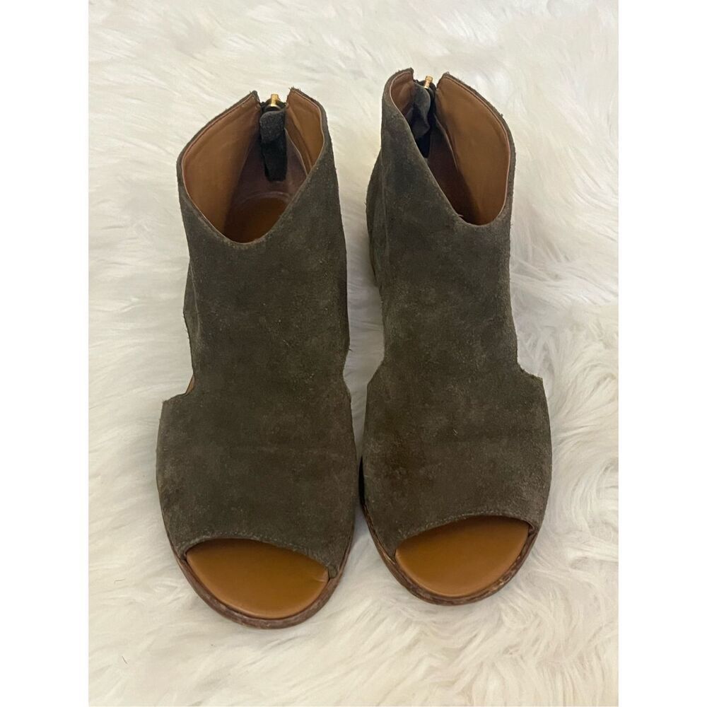 Rowen Green Suede Leather Peep Toe Cut Out Bootie Dress Shoe  8